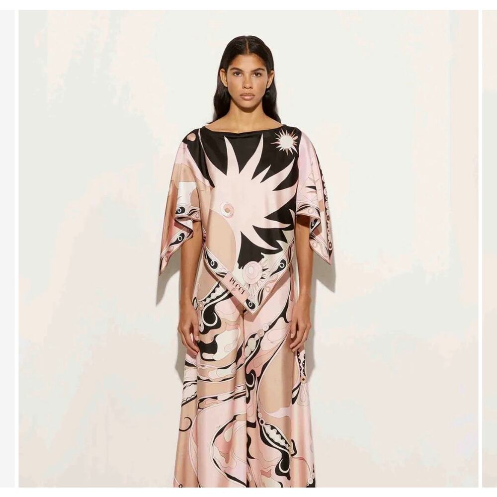 Pucci Stella cape top silk blouse pink